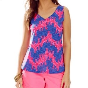Lilly Pulitzer Gigi V-Neck Tank in IrisBlue Neck